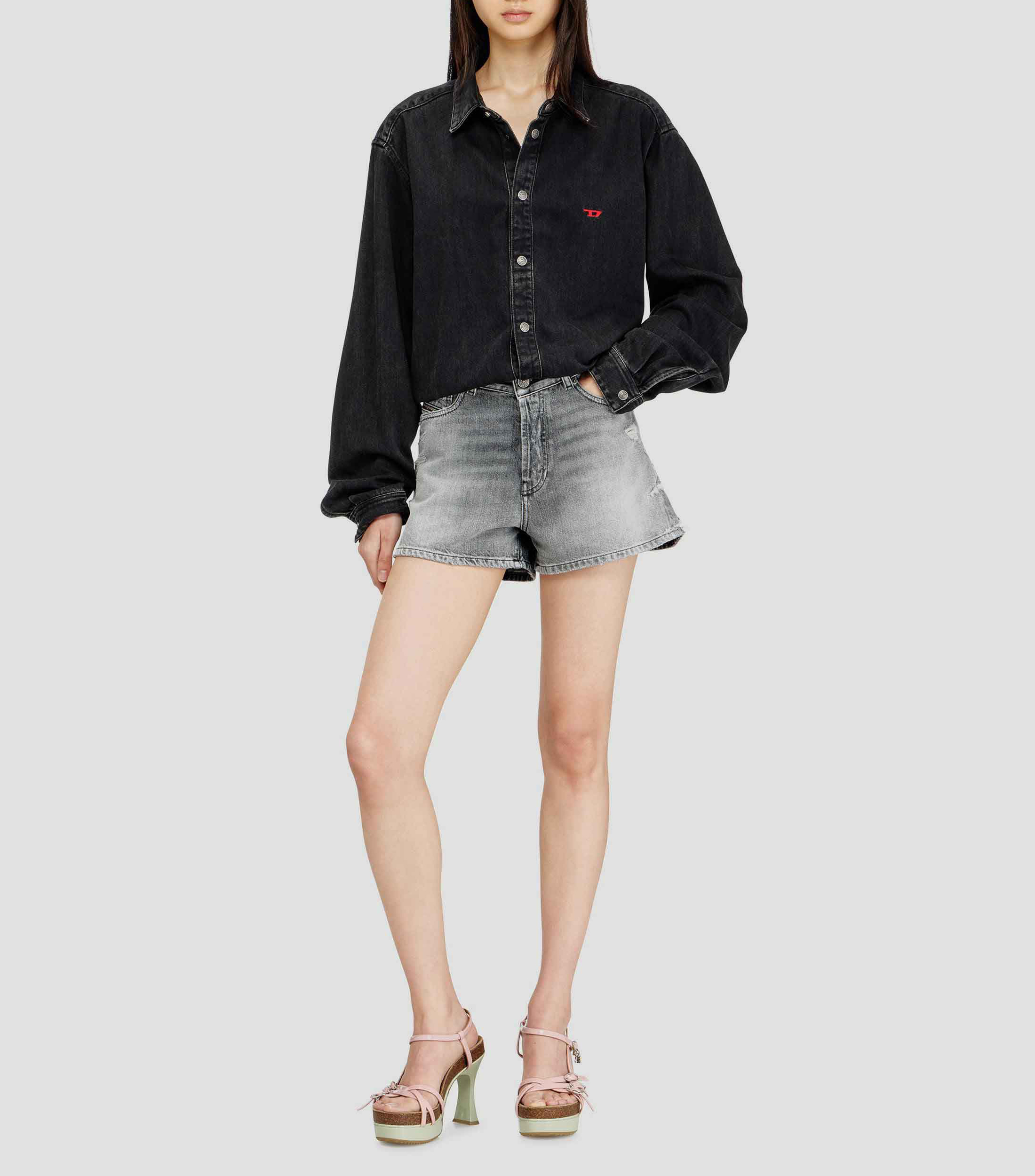 Short de diseño sólido Mujer